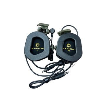 Активні захисні навушники Earmor M32X MARK3 Dual (FG) Olive Mil-Std фото