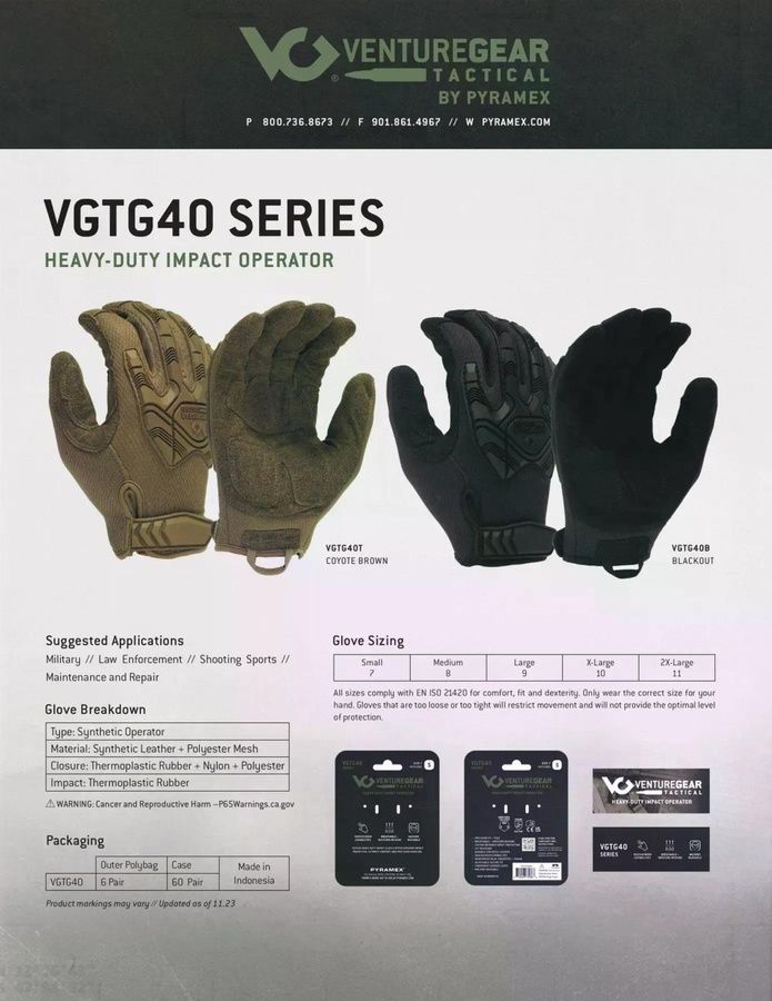 Рукавиці протиударні Venture Gear Tactical VGTG40 Heavy-Duty Coyote S фото