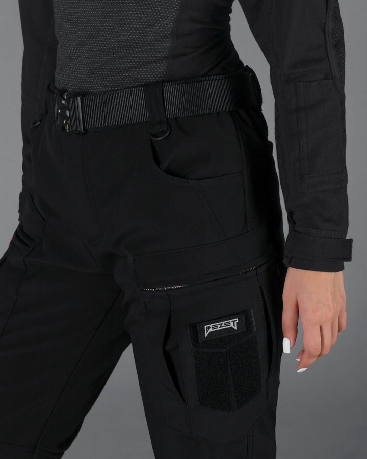 Зимние штаны карго женские тактические Softshell BEZET Эшелон черные фото