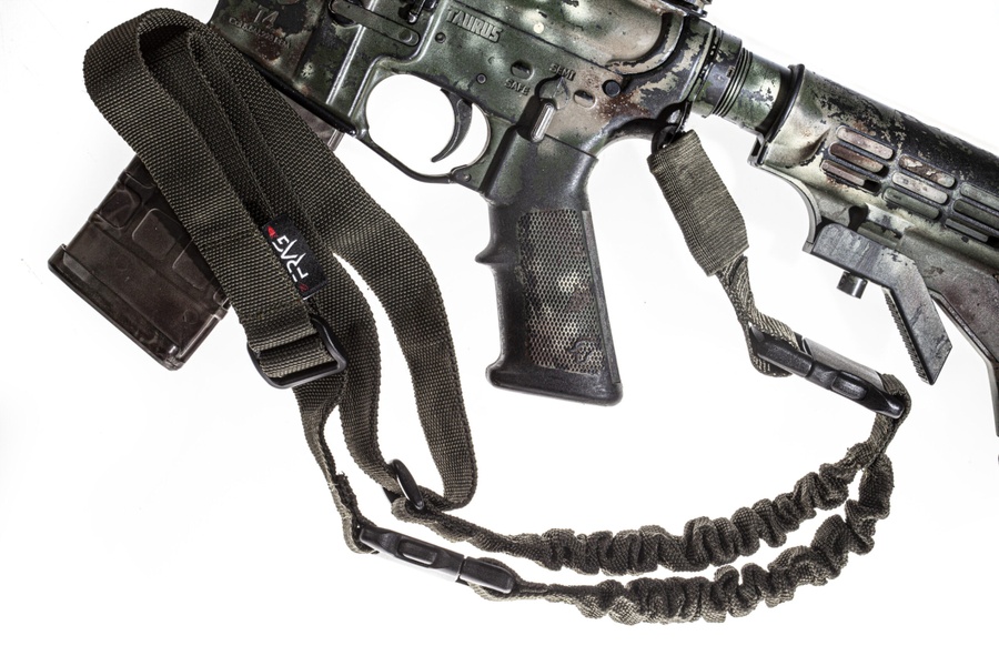 Збройовий 1-точковий тактичний ремінь Олива FRAG з карабіном фото