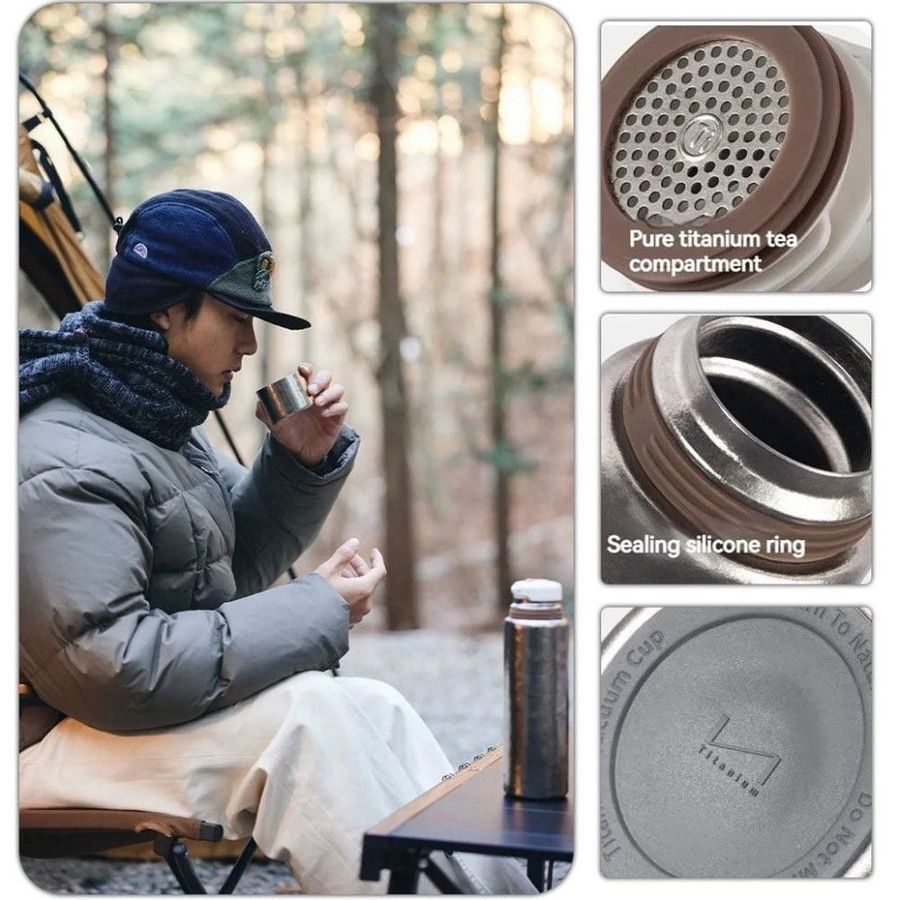 Термос титановий з чохлом Naturehike CNK230CF012 600 ml фото
