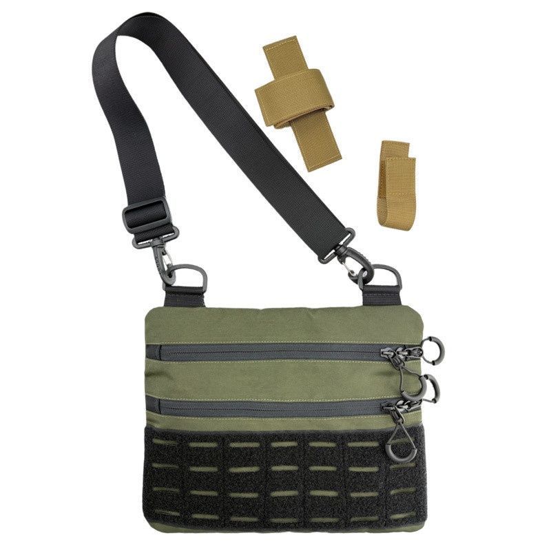 Тактична чоловіча сумка через плече RoKit Olive Black M із MOLLE та панеллю велкро фото