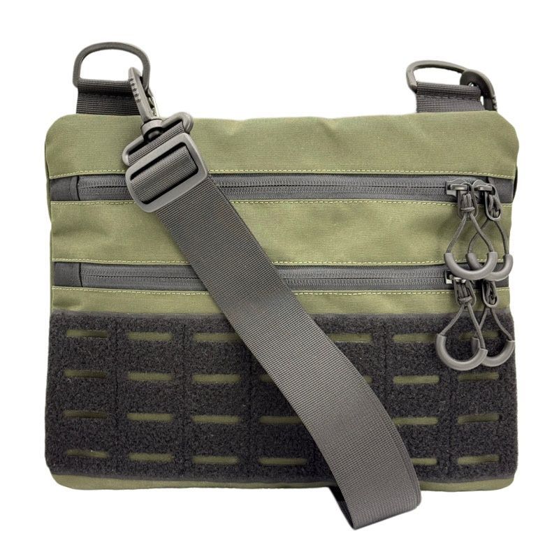 Тактическая мужская сумка через плечо RoKit Olive Black M с MOLLE и панелью велкро фото