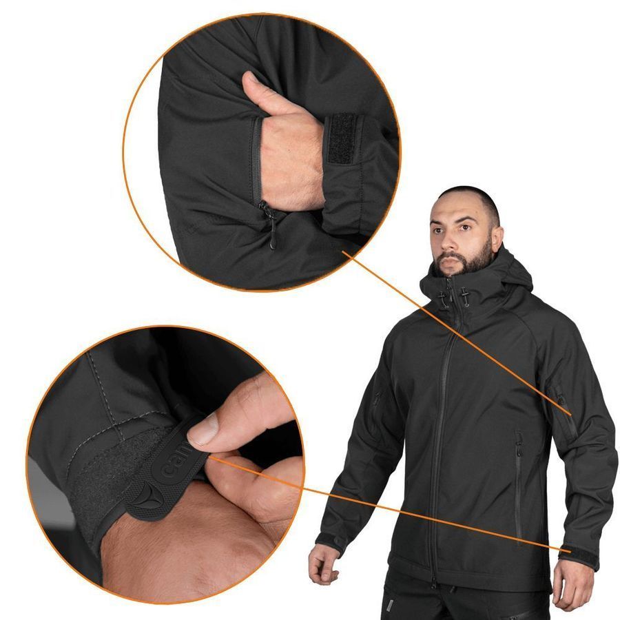 Демісезонна повсякденна куртка Softshell Rubicon чорна Camotec фото