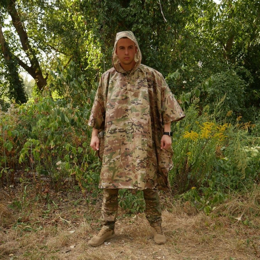 Пончо-дощовик із запаяними швами Kiborg Waterproof Мультикам фото