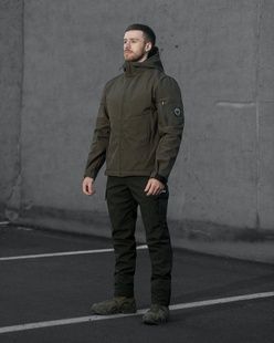 Демісезонний військовий комплект (куртка softshell робокоп 2.0 хакі, Штани карго теплі патрон 2.0 хакі) BEZET фото