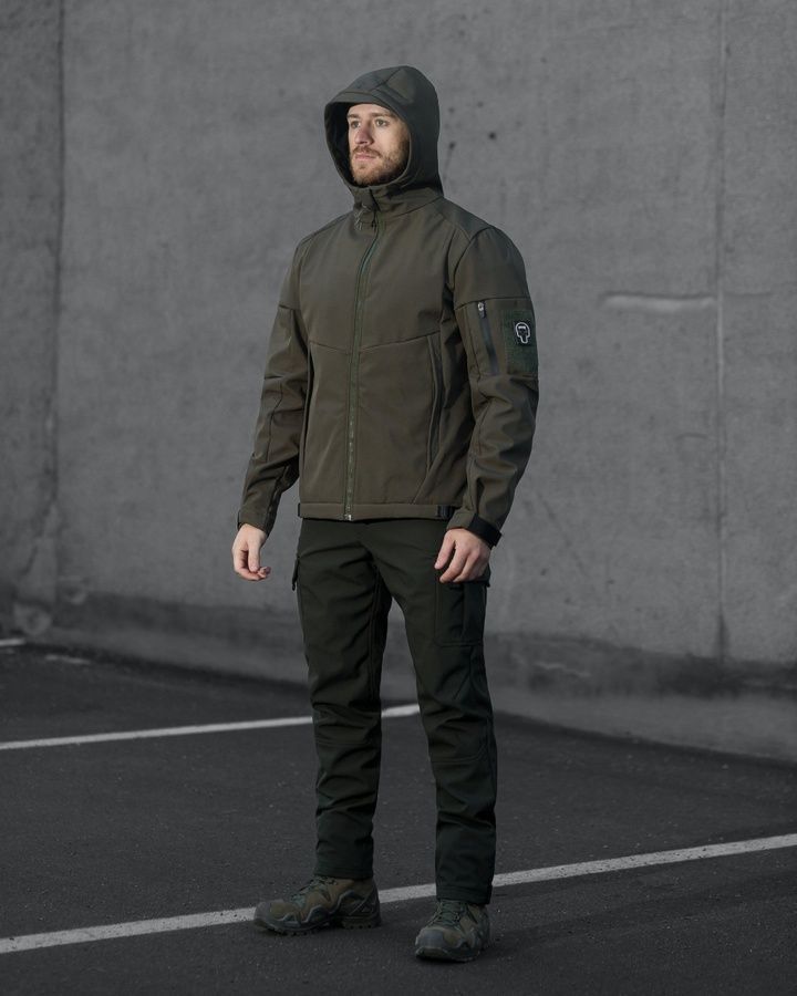 Демисезонный военный комплект (куртка softshell робокоп 2.0 хаки, Брюки карго теплые патрон 2.0 хаки) BEZET фото