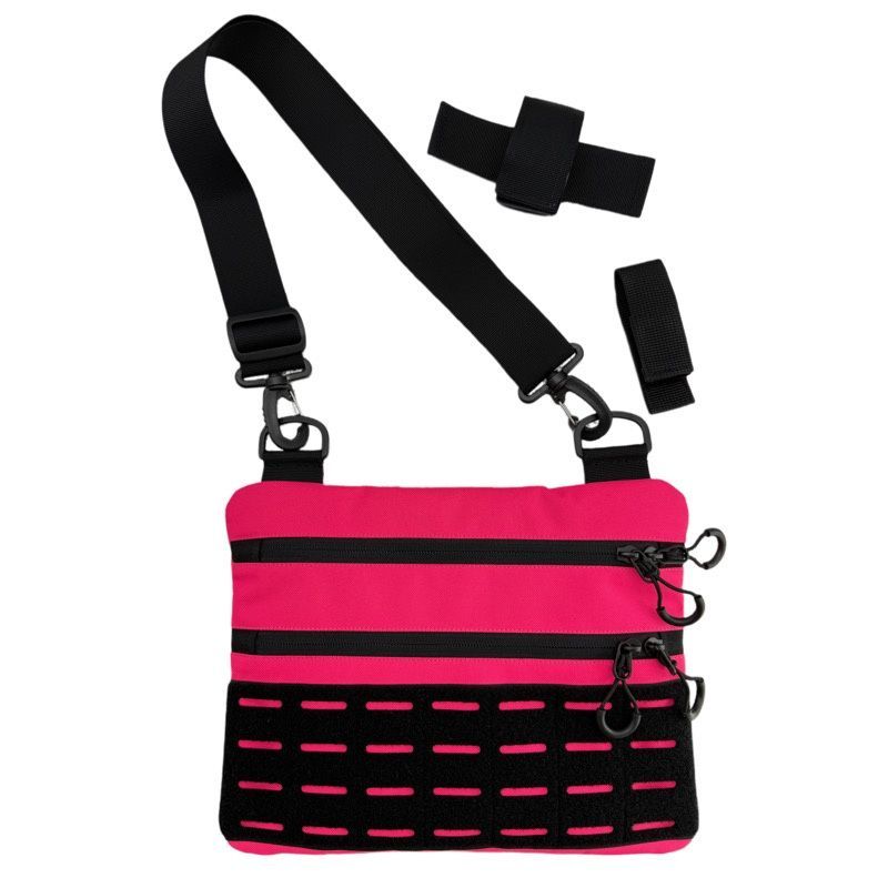 Тактична чоловіча сумка через плече RoKit Pink Black M із MOLLE та панеллю велкро фото
