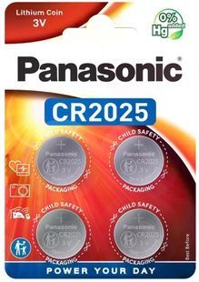 Батарейка літієва Panasonic CR2025 Lithium (блістер 4шт) фото