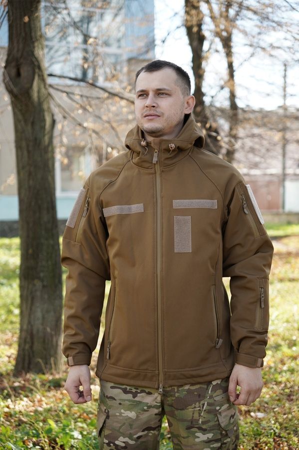 Куртка Windproof Softshell вітрозахисна (койот), водостійка, фліс 320 г/м&sup2; фото