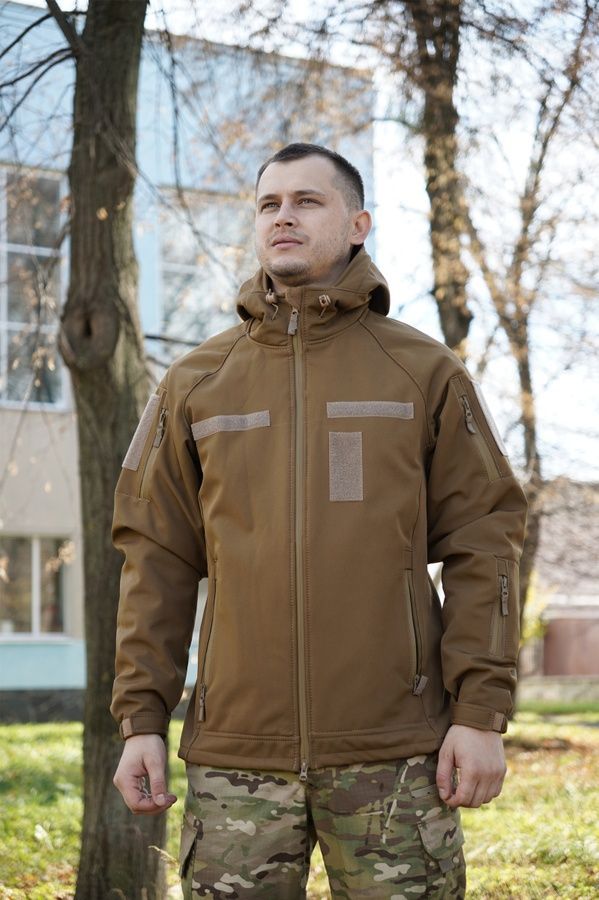 Куртка Windproof Softshell вітрозахисна (койот), водостійка, фліс 320 г/м&sup2; фото
