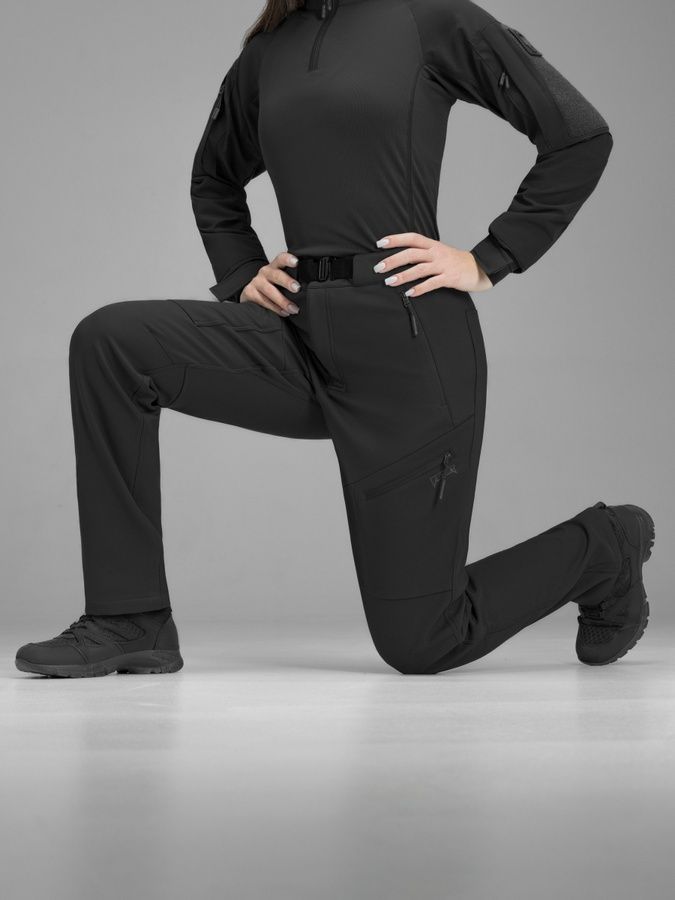 Штани карго тактичні жіночі Softshell BEZET Techwear чорний фото