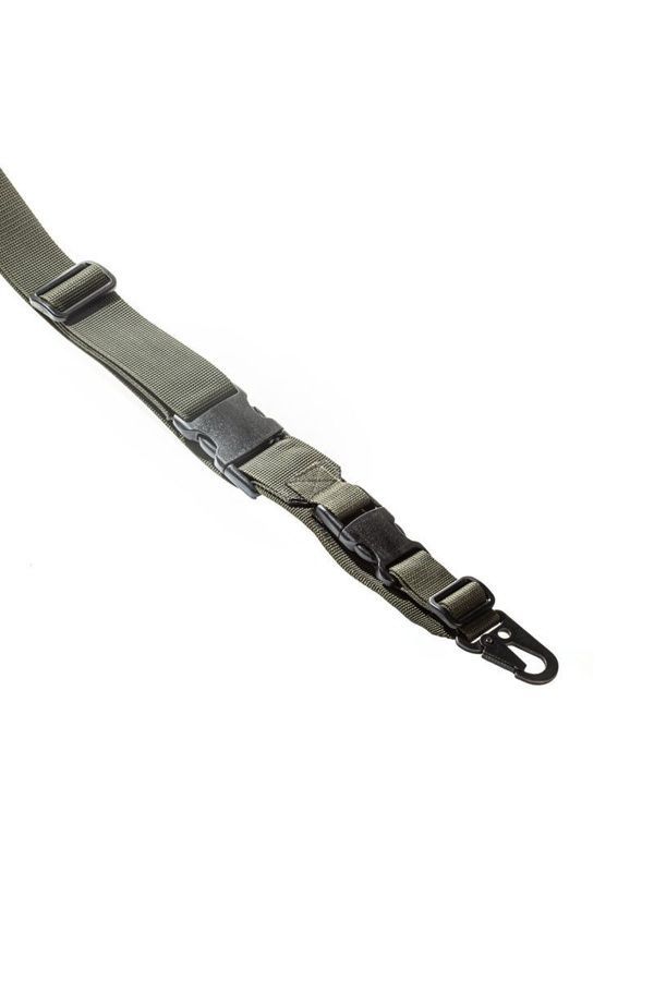 Тактичний 3-точковий збройовий ремінь Олива FRAG з карабіном та антабкою QD MAX фото