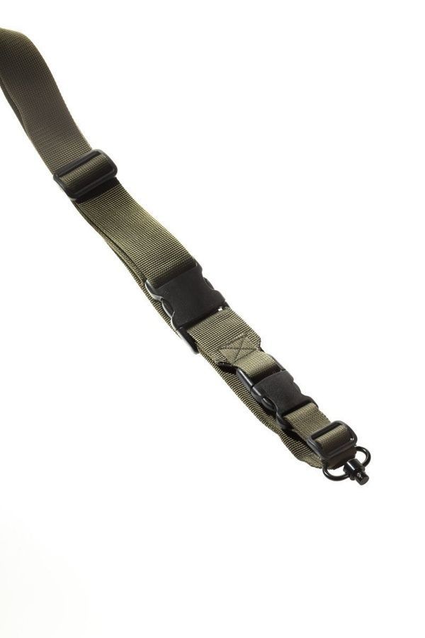 Тактичний 3-точковий збройовий ремінь Олива FRAG з карабіном та антабкою QD MAX фото