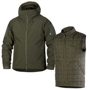 Літній чоловічий тактичний комплект 2в1 Куртка SoftShell з жилеткою Олива Camotec фото