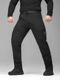 Зимние брюки карго тактические Softshell BEZET Эшелон черные фото