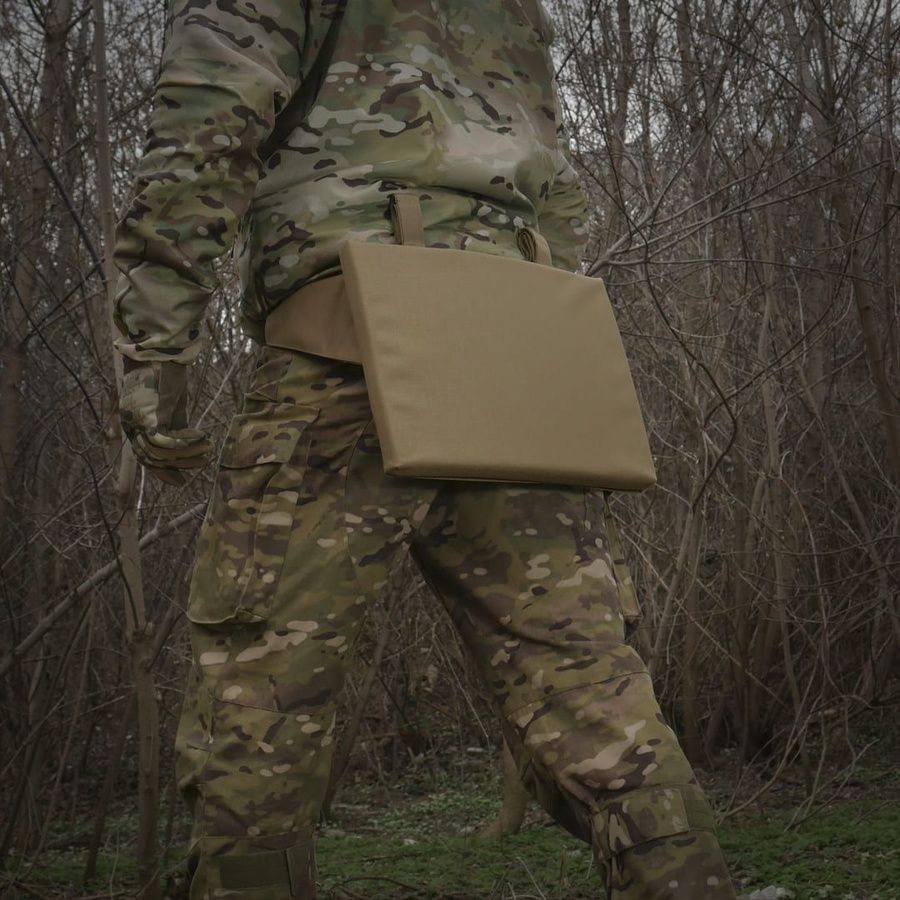 Каремат-сидушка Kiborg с баллистическим пакетом 1 класс защиты Militex 20mm Cordura Coyote фото
