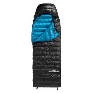 Спальник з натуральним пухом Naturehike CW400 NH18C400-D, p-р L, чорно-блакитний фото