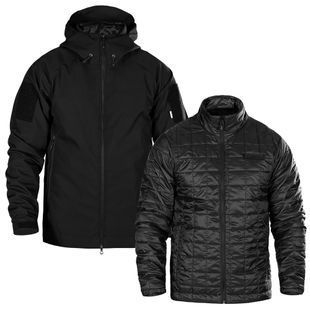 Комплект 2в1 Куртка SoftShell с подстёжкой (9488+9489) Черная (9490), S фото