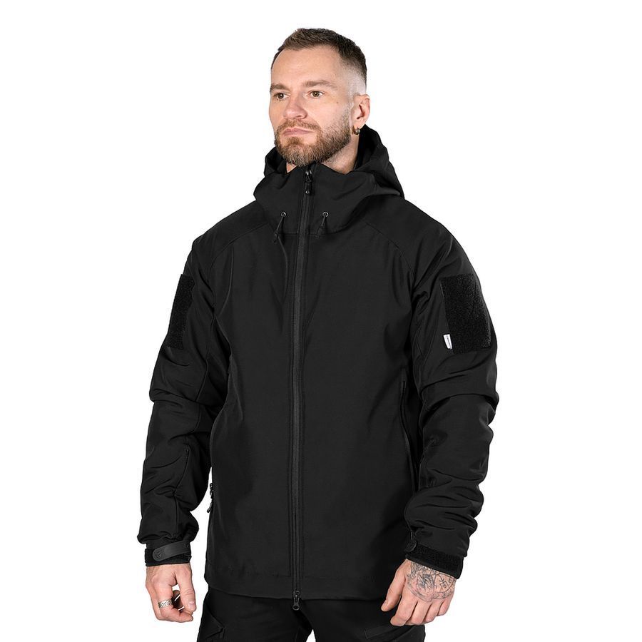 Комплект 2в1 Куртка SoftShell с подстёжкой (9488+9489) Черная (9490), S фото