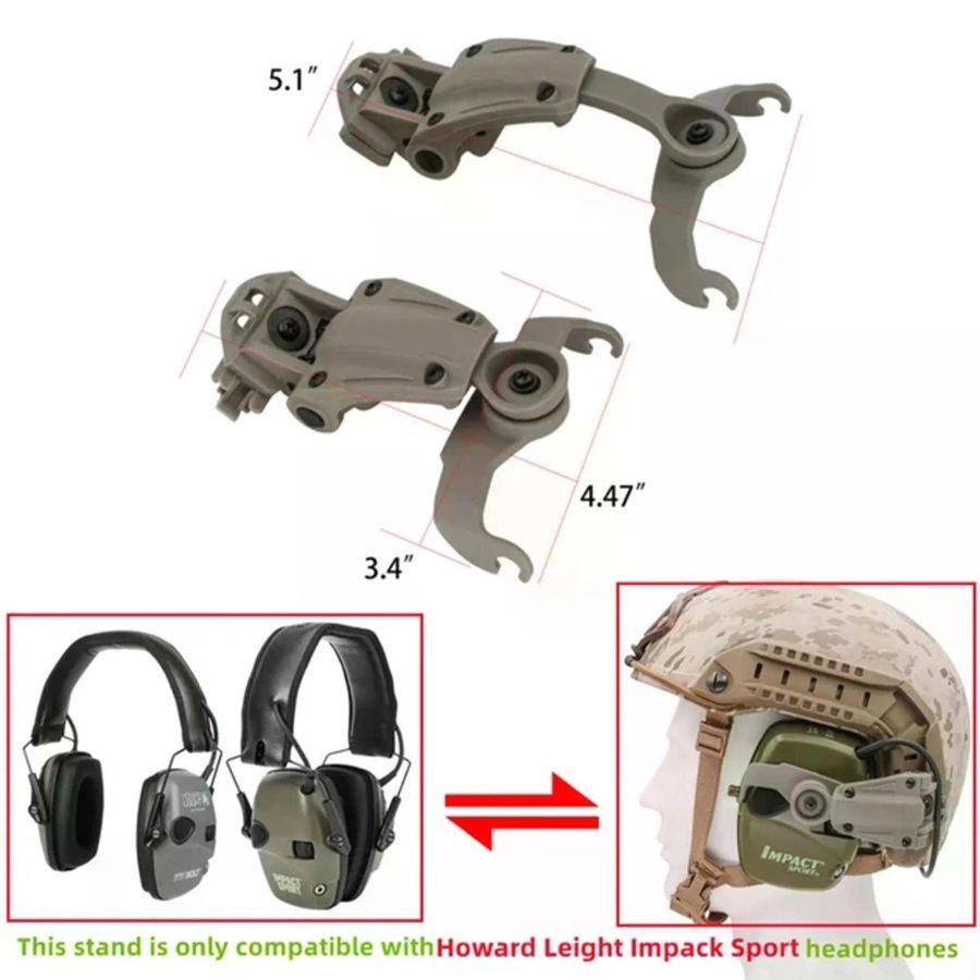 Крепление адаптер Чебурашка на каске шлем для наушников Howard (TAN) фото