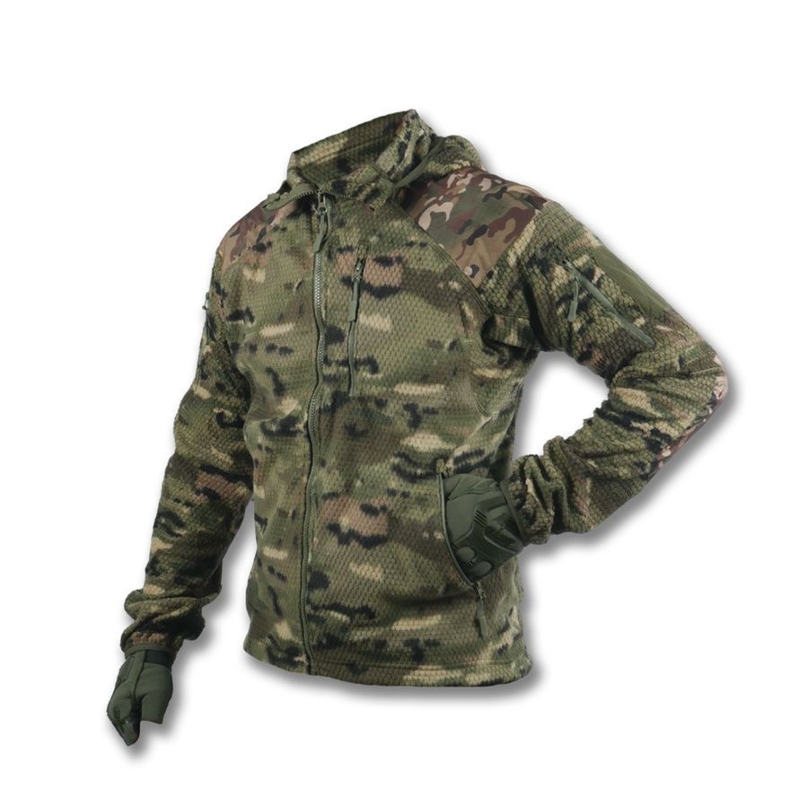 Мужская военная тактическая флисовая кофта Jacket Grid Fleece Multicam Kiborg фото