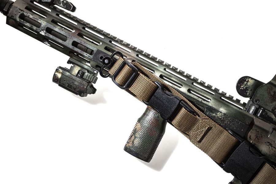 Тактичний 3-точковий збройовий ремінь Койот FRAG з антабкою QD фото