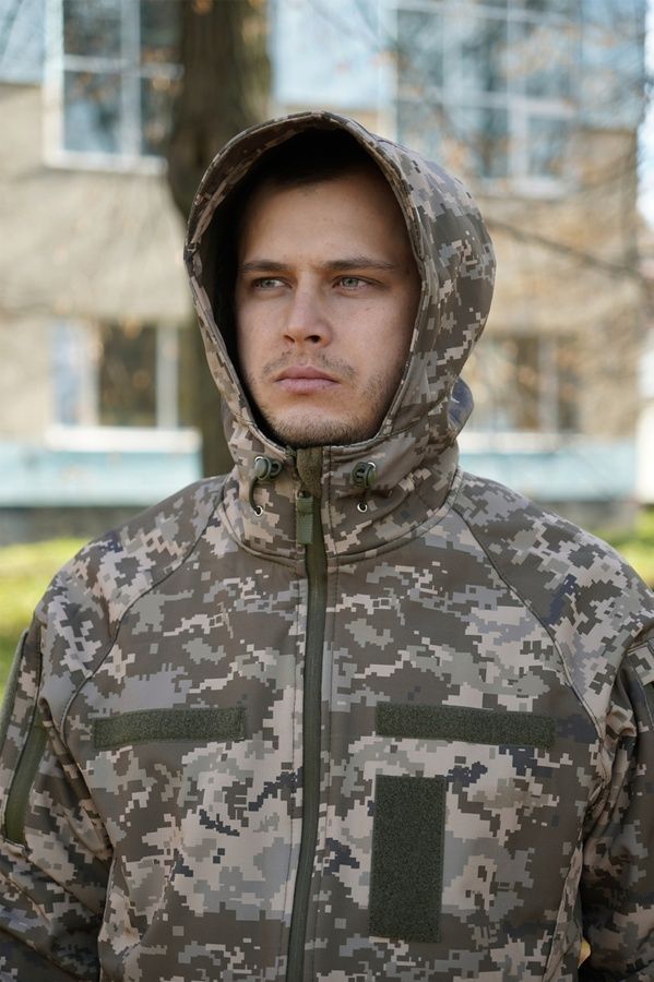 Куртка Windproof Softshell ветрозащитная (пиксель), водостойкая, флис 320 г/м&sup2; фото