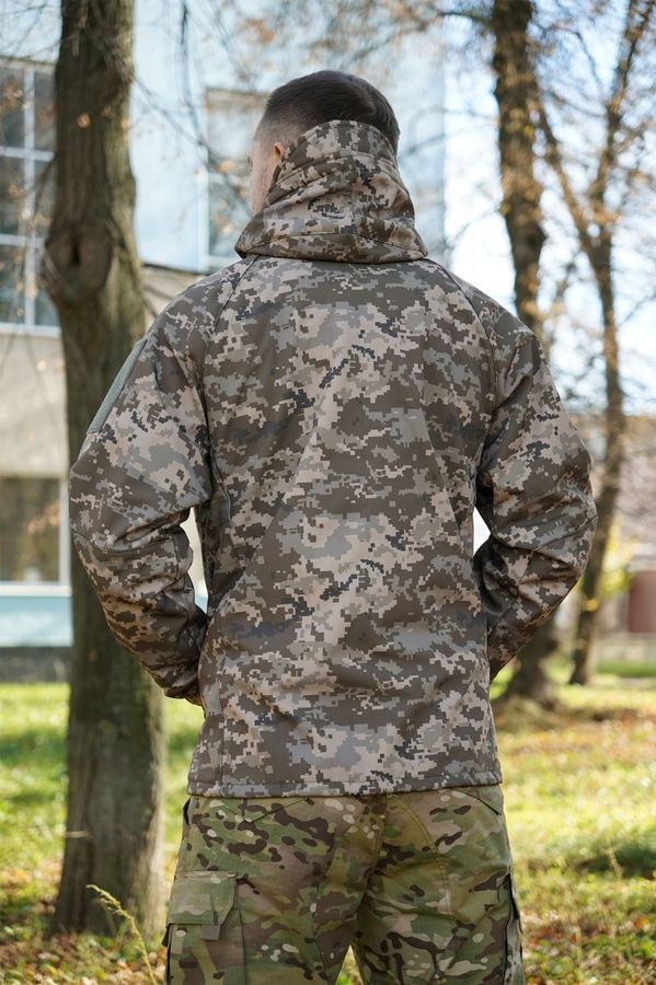 Куртка Windproof Softshell ветрозащитная (пиксель), водостойкая, флис 320 г/м&sup2; фото