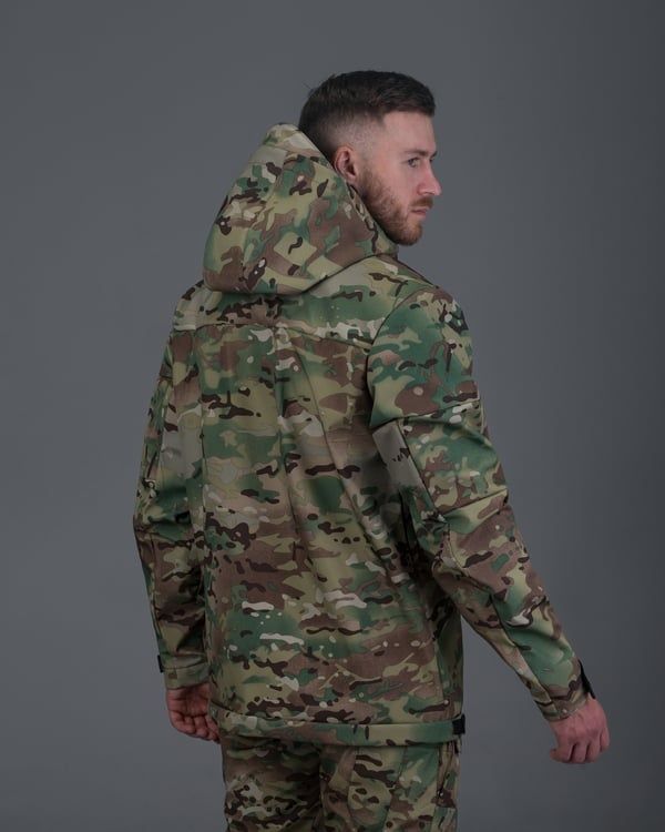 Демисезонный военный комплект (куртка softshell рабокоп мультикам, Брюки карго тактические softshell байрактарь камумультикамляжный) BEZET фото