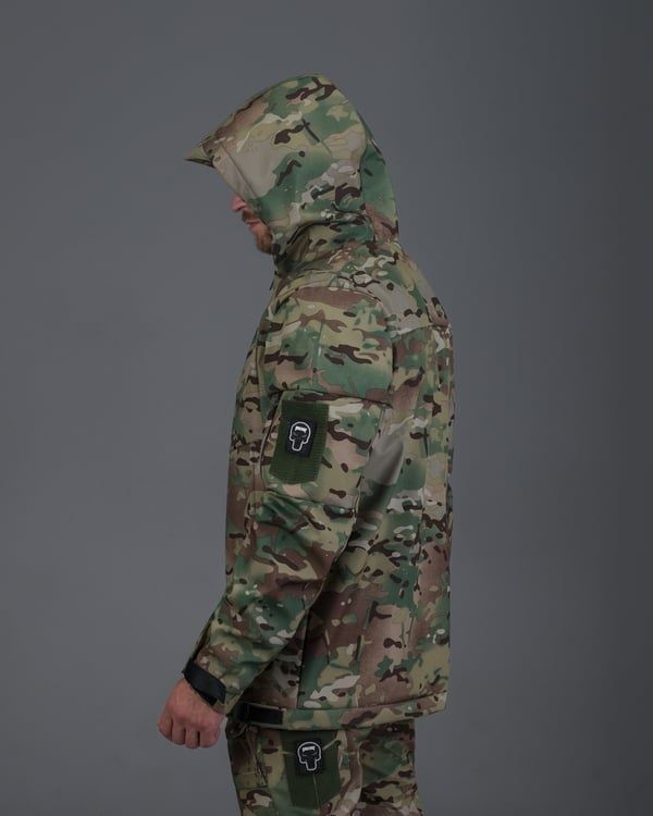 Демисезонный военный комплект (куртка softshell рабокоп мультикам, Брюки карго тактические softshell байрактарь камумультикамляжный) BEZET фото