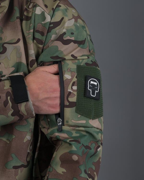 Демисезонный военный комплект (куртка softshell рабокоп мультикам, Брюки карго тактические softshell байрактарь камумультикамляжный) BEZET фото