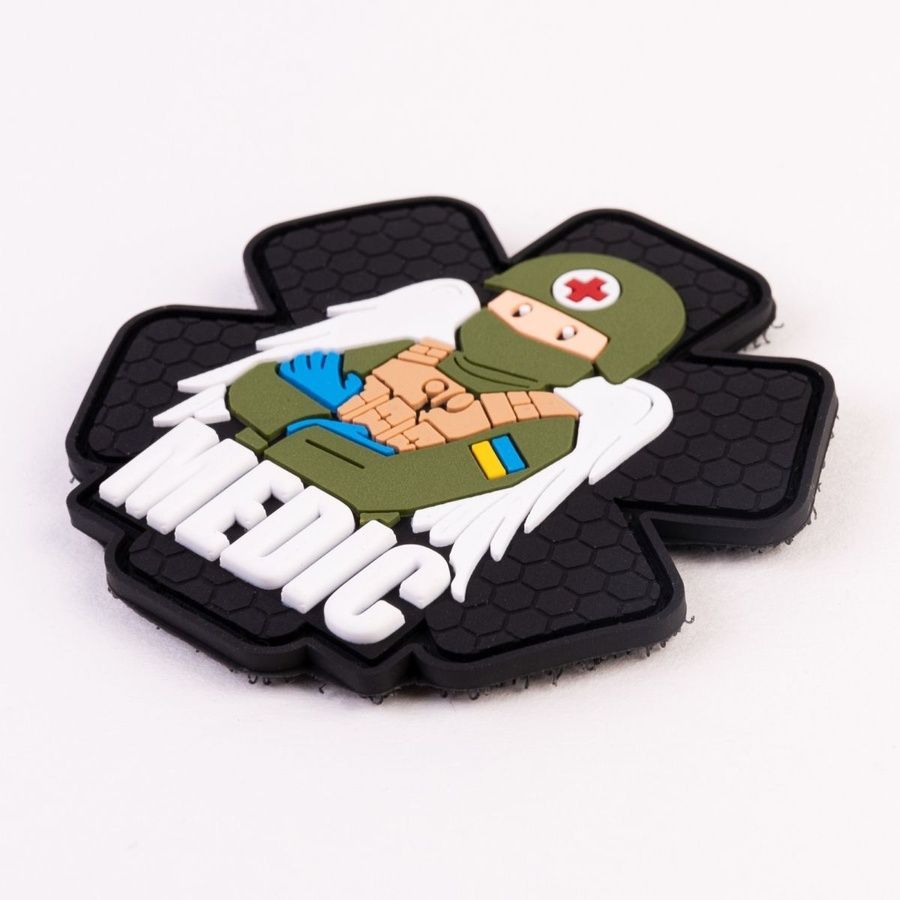 ПВХ патч (шеврон) "Військовий медик" чорний фото