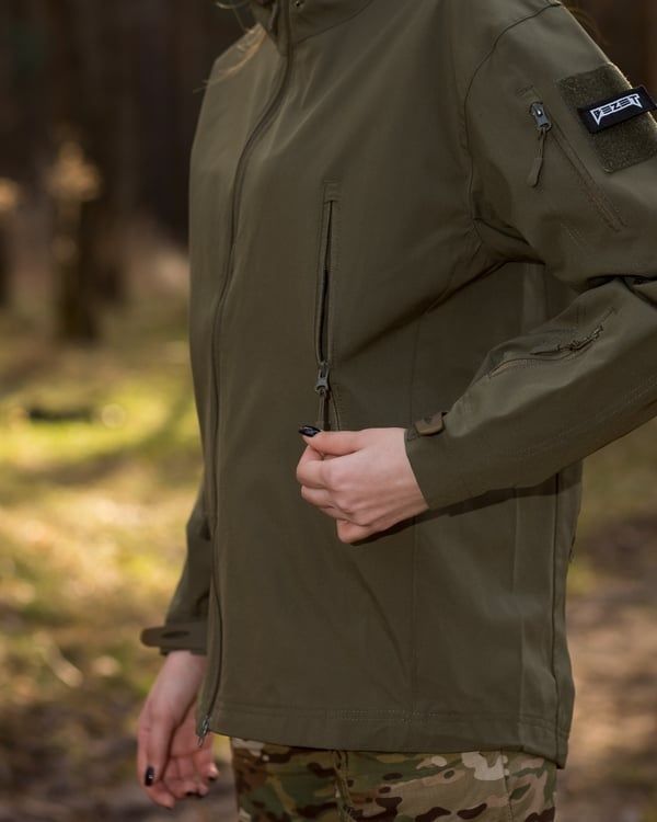 Жіноча куртка вітровка BEZET Protect хакі фото
