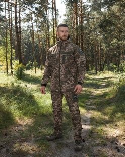Демісезонний військовий комплект (куртка softshell Omega піксель, Штани карго тактичні softshell ешелон піксель) BEZET фото