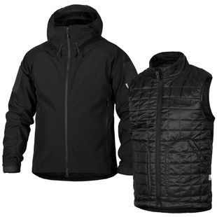 Літній чоловічий тактичний комплект 2в1 Куртка SoftShell з жилеткою Чорний Camotec фото
