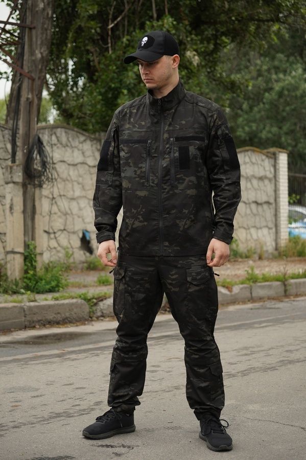 Тактичні демісезонні штани UA Twill Black Multicam Kiborg фото