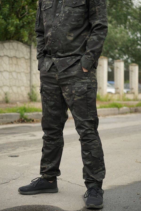 Тактичні демісезонні штани UA Twill Black Multicam Kiborg фото