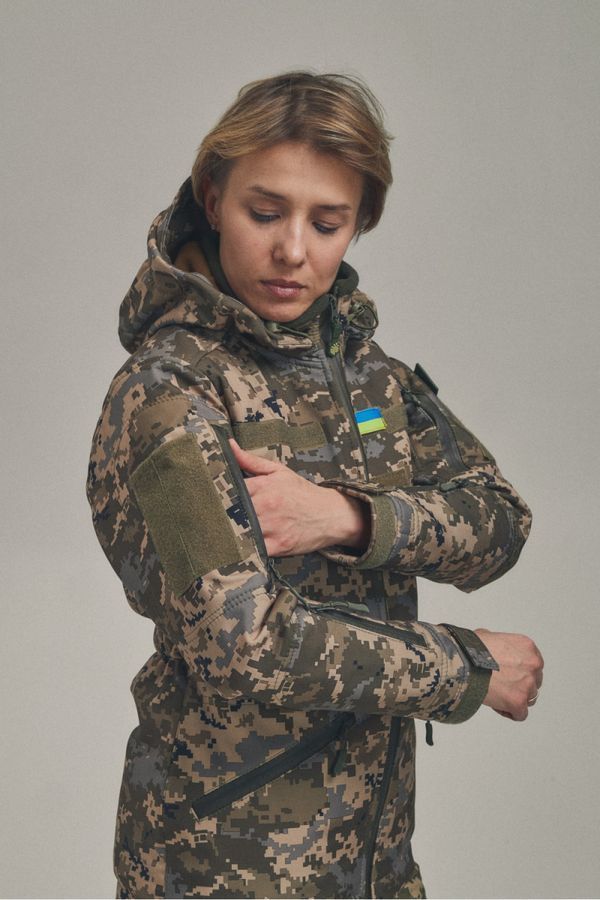 Зимняя женская военная куртка-трансформер FS Soft Shell 2в1 Пиксель Kiborg фото