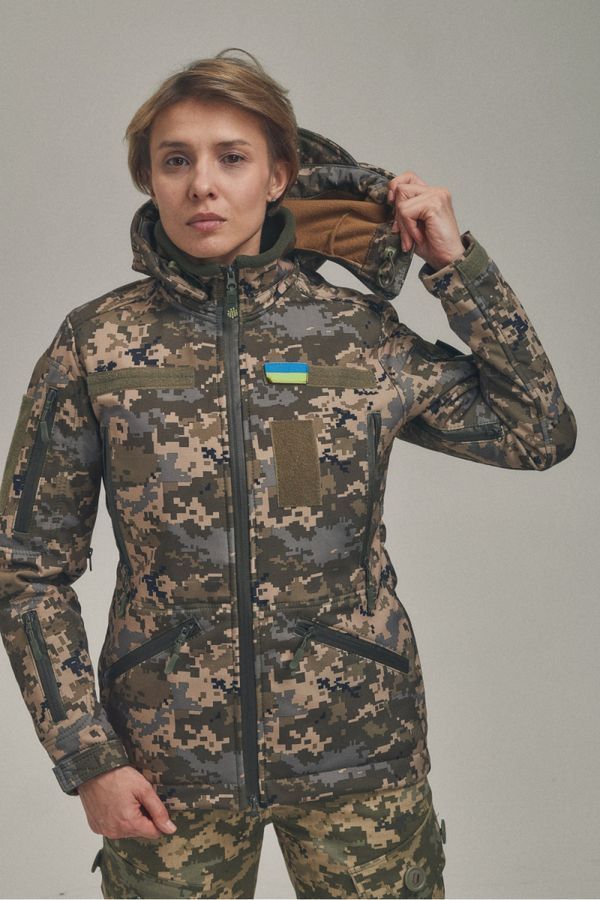 Зимняя женская военная куртка-трансформер FS Soft Shell 2в1 Пиксель Kiborg фото
