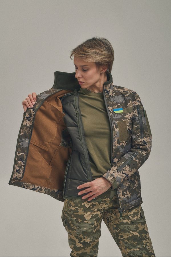Зимняя женская военная куртка-трансформер FS Soft Shell 2в1 Пиксель Kiborg фото