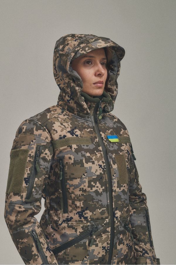 Зимняя женская военная куртка-трансформер FS Soft Shell 2в1 Пиксель Kiborg фото