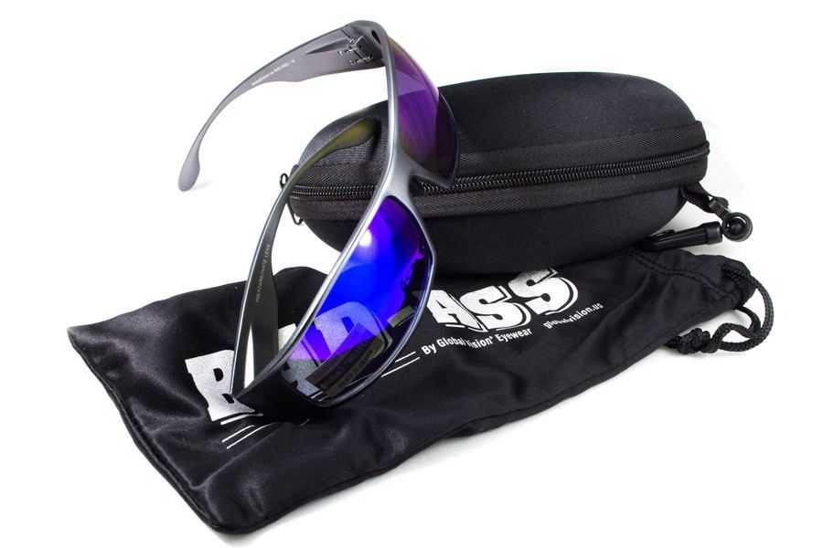 Защитные очки открытые Global Vision BAD-ASS-1 GunMetal (G-Tech&trade; blue) синие зеркальные фото