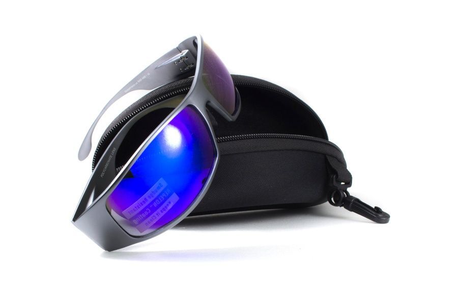 Защитные очки открытые Global Vision BAD-ASS-1 GunMetal (G-Tech&trade; blue) синие зеркальные фото