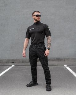 Демісезонний військовий комплект (Штани карго тактичні Onyx чорний, футболка тактична чоловіча Combat чорний) BEZET фото