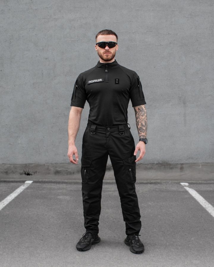 Демісезонний військовий комплект (Штани карго тактичні Onyx чорний, футболка тактична чоловіча Combat чорний) BEZET фото