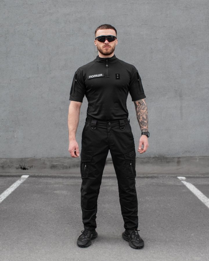 Демісезонний військовий комплект (Штани карго тактичні Onyx чорний, футболка тактична чоловіча Combat чорний) BEZET фото