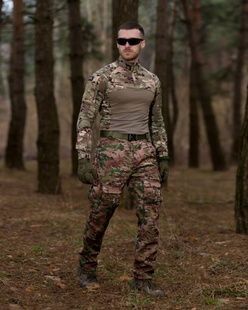 Демисезонный военный комплект (рубашка боева убокс fight камуфляж, Брюки карго тактические воин мультикам) BEZET фото