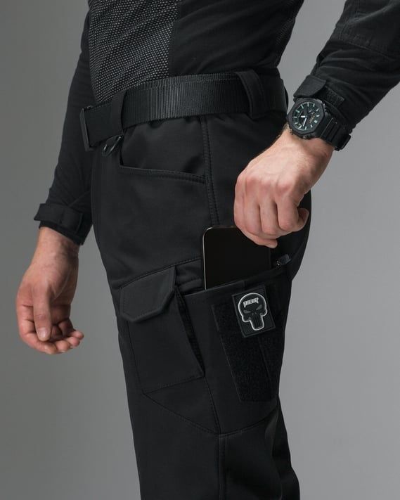 Штани карго тактичні Softshell BEZET Байрактар чорні фото