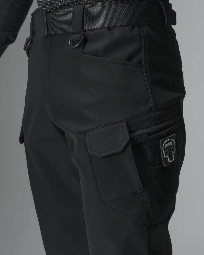 Штани карго тактичні Softshell BEZET Байрактар чорні фото